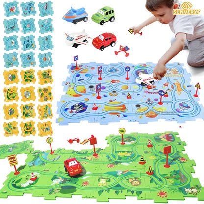 Puzzle & Racer Car Track Set